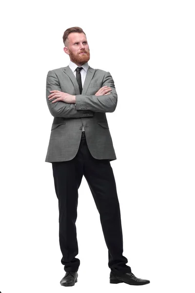 En pleno crecimiento. retrato de un hombre de negocios serio. aislado en blanco — Foto de Stock