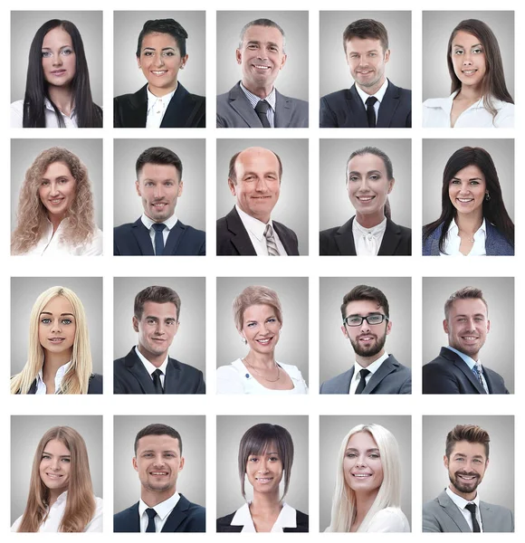 Collage de retratos de jóvenes empresarios exitosos — Foto de Stock
