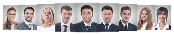 Collage panorámico de retratos de jóvenes emprendedores. —  Fotos de Stock