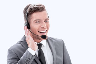 İşadamı officce patronu ile konuşuyor.