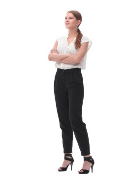 tam büyüme. ciddi bir genç iş kadını portresi