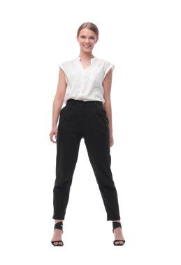 kendine güvenen genç kadın lider öne çıkıyor. beyaz izole