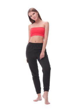 tam büyüme. genç bir fitness kadının portresi