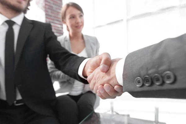 Closeup of a business hand shake — Stock Photo, Image