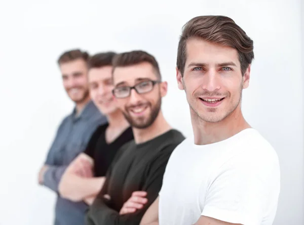 Grupo de amigos en ropa casual, vista lateral — Foto de Stock