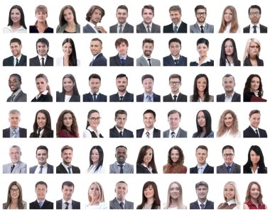 Modern iş kadınlarının kolajı. beyaz üzerine izole