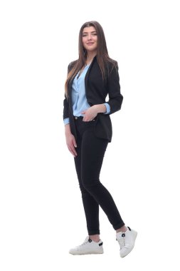 günlük giysiler içinde genç kadın .beyaz izole