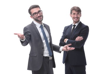 tam büyüme. iki iş adamı birlikte ayakta