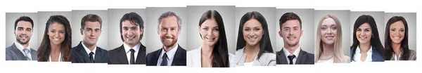 Panoramic collage of portraits of successful business people — Stock Photo, Image