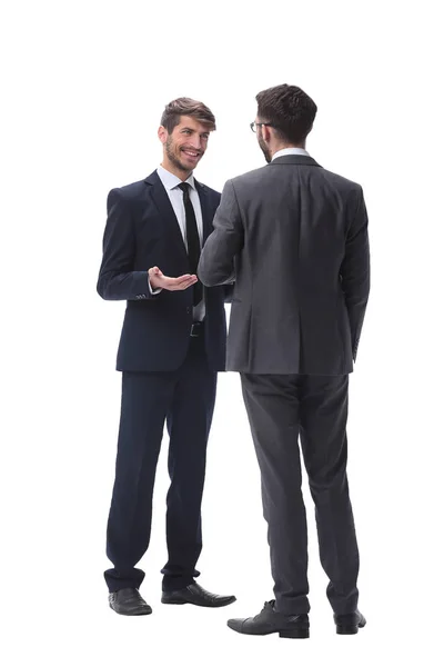 Em pleno crescimento. dois empresários discutindo algo — Fotografia de Stock