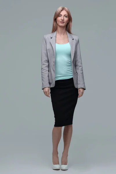 Confident business woman. isolated on grey background — Stock Photo, Image