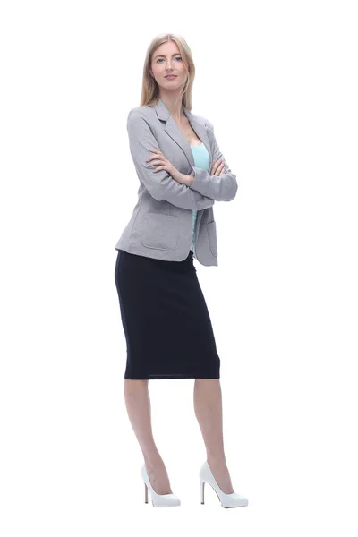 Donna d'affari sicura. isolato su sfondo grigio — Foto Stock