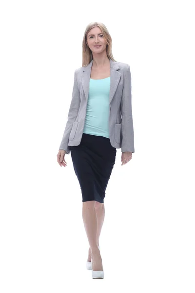Selbstbewusste Geschäftsfrau. isoliert auf grauem Hintergrund — Stockfoto
