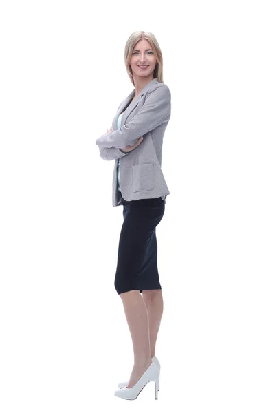 Confident business woman. isolated on grey background — Stock Photo, Image