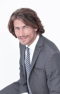 İzole iş adamı mutlu görünümlü kamera