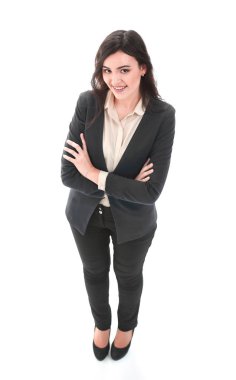 Beyaz tenli genç iş kadını.