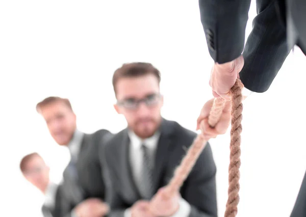 Imagem é borrada. o cabo de guerra entre os empresários . — Fotografia de Stock