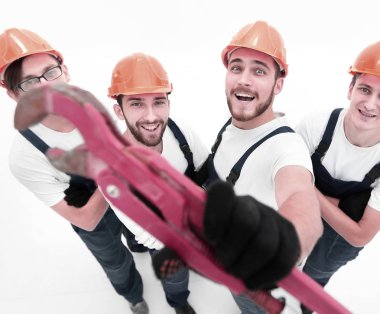 bir gaz anahtarı gösterilen inşaatçılar top.group görüntülemek.