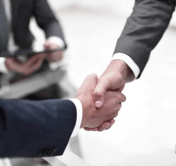 Close up.financial partners handshake — Stock Photo, Image