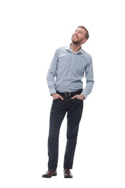 tam büyüme. bir yere bakan işadamı