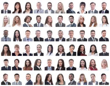 Modern iş kadınlarının kolajı. beyaz üzerine izole