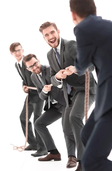 Teambuilding.the tug of war between business teams. — Stock Photo, Image