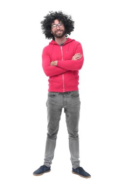 tam büyüme. kırmızı ceketli modern moda adam