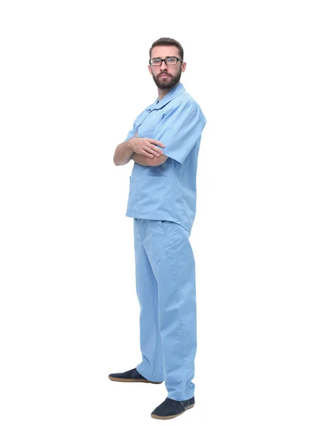 Retrato de cirujano masculino aislado en blanco — Foto de Stock