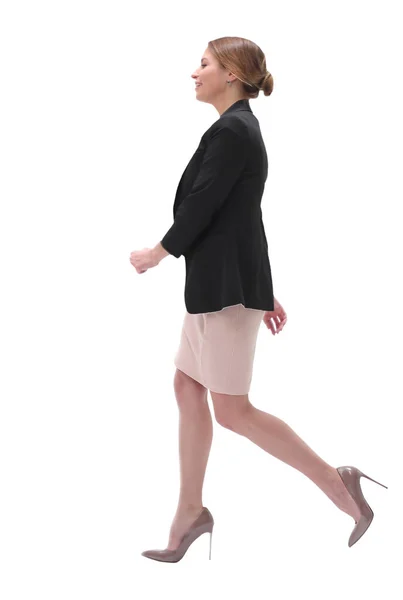 Side view . the modern businesswoman goes forward Stock Image