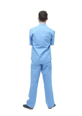 Dikiz aynası. Erkek cerrah kopyalama alanına bakıyor