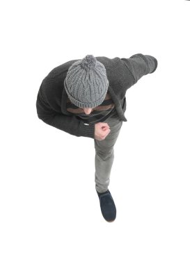 üst görünüm .yakışıklı spor adam kameraya bakıyor