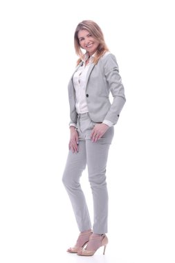 modern genç iş kadını. beyaz arka plan üzerinde izole