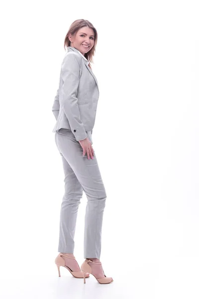 Side view. confident young business woman in a light suit — Stock Photo, Image