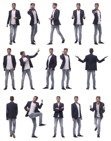 Collage of photos of a successful young man — Stock Photo, Image