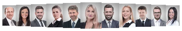 Colagem panorâmica de retratos de empresários de sucesso — Fotografia de Stock