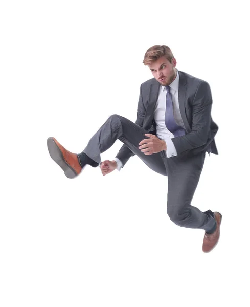 In full growth. young businessman jumping high. — Stock Photo, Image