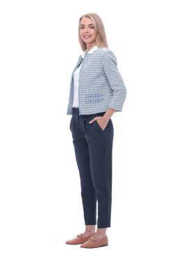 kendine güvenen genç iş kadını. ışık arka planda izole