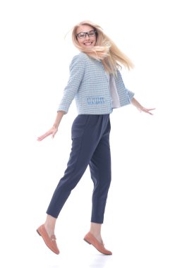 başarılı mutlu bir iş kadınının portresi.beyaz üzerine izole edilmiş