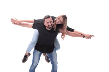 tam büyüme. mutlu genç çift eğleniyor