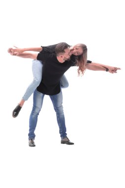 tam büyüme. mutlu genç çift eğleniyor