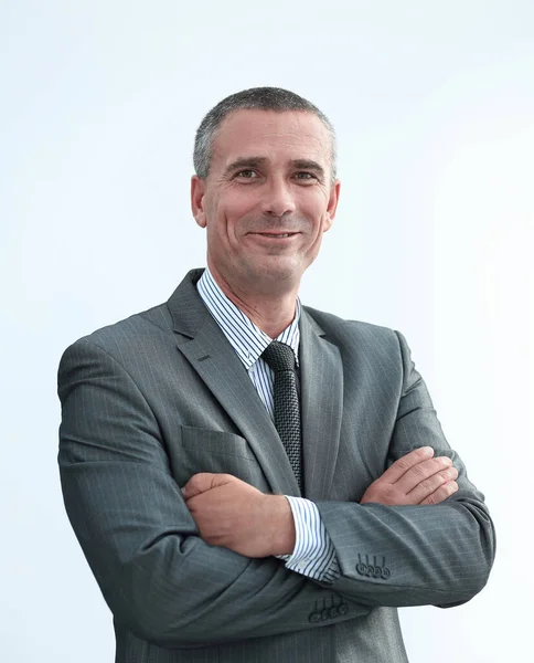 Retrato de primer plano de empresario confiado en camisa y corbata — Foto de Stock