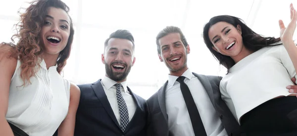 Bottom view.group of successful business people. — Stock Photo, Image