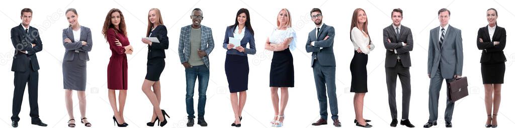 group of successful business people standing in a row.