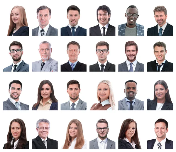 Collage of portraits of business people isolated on white — Stock Photo, Image