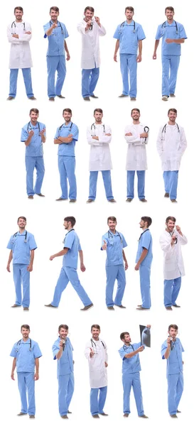 一排排站着的各种医生的拼贴 — 图库照片