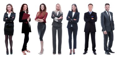 İşletme uzmanlarından oluşan karışık yaş grubunun kolajı