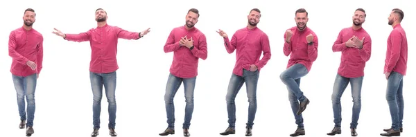 Collage di foto di un uomo moderno in camicia rossa. — Foto Stock