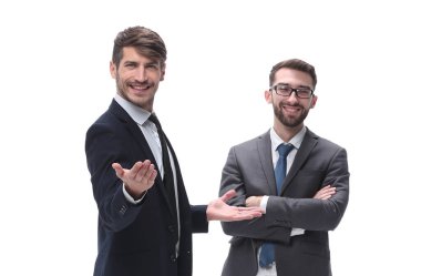 tam büyüme. iki iş adamı birlikte ayakta