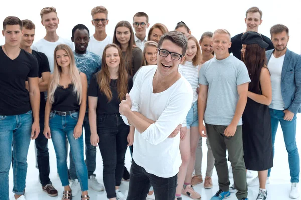 Project Manager standing in front of his professional team — Stock Photo, Image