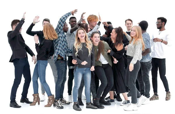 Grupo de jovens felizes comemorando seu sucesso — Fotografia de Stock